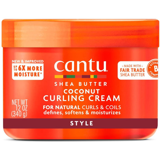Cantu Shea Butter Natural Hair Coconut Curling Cream for Defined, Moisturised Curls, 340g