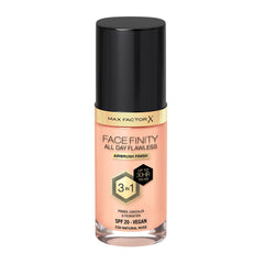 Max Factor Facefinity All Day Flawless 3-in-1 Foundation – Up to 30-Hour Wear, SPF 20+, Vegan