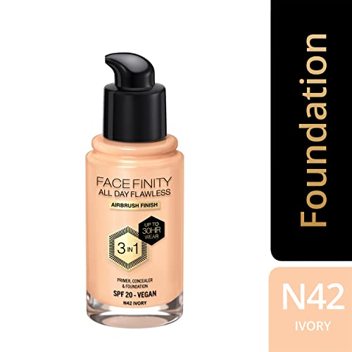 Max Factor Facefinity 3-in-1 Liquid Foundation, SPF 20 - 42 Ivory, 30 ml