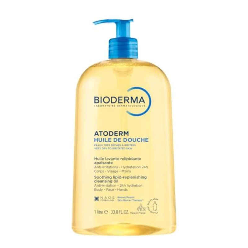 Bioderma Atoderm Soothing Lipid-Replenishing Gentle Cleansing Shower Oil for Body, Face and Hands for Very Dry and Sensitive Skin