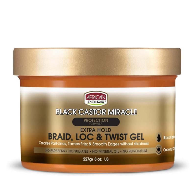 African Pride Black Castor Miracle Braid, Loc & Twist Gel Extra Hold Styling Gel, 170g