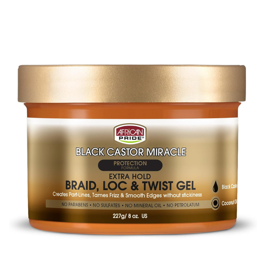 African Pride Black Castor Miracle Braid, Loc & Twist Gel Extra Hold Styling Gel, 170g
