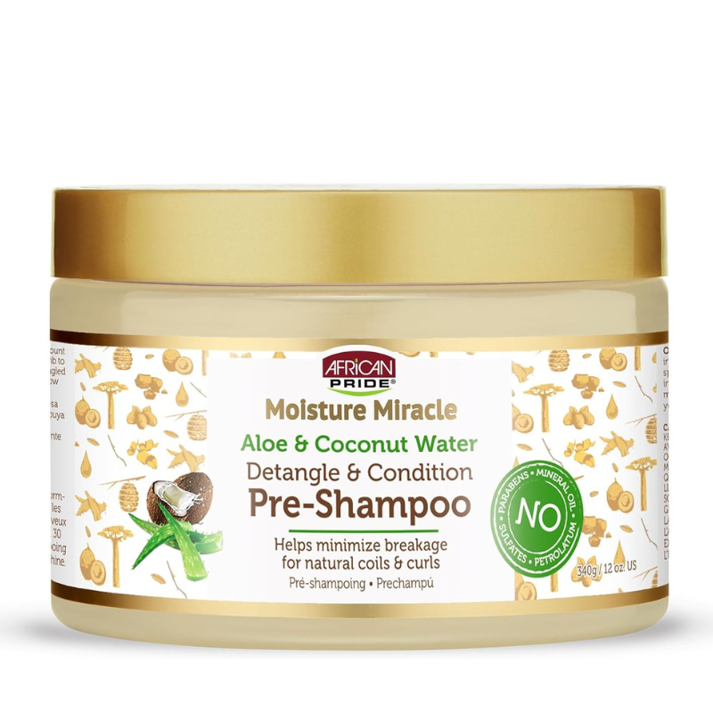 African Pride Moisture Miracle Aloe & Coconut Water Pre-Shampoo Detangle & Condition Treatment, 354ml