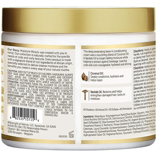 African Pride Moisture Miracle Coconut & Baobab Oil Leave-In Conditioning Hair Cream, 425g