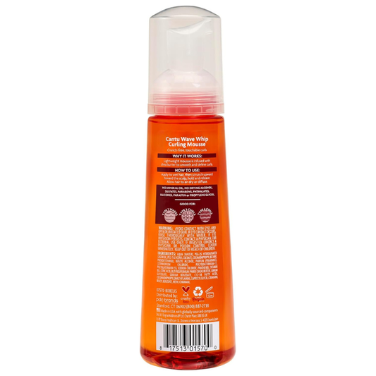 Cantu Natural Hair Wave Whip Curling Mousse for Defined, Bouncy Waves & Curls, 248ml