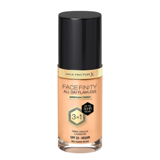 Max Factor Facefinity 3 in 1 All Day Flawless Liquid Foundation SPF20 – 62 Warm Beige, 30ml