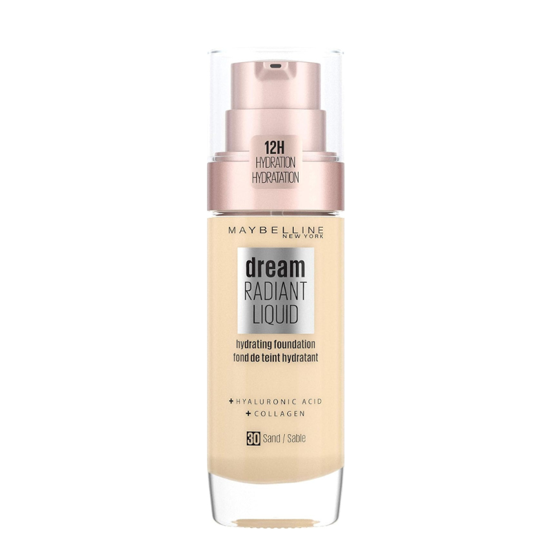 Maybelline Dream Radiant Liquid Hydrating Foundation with Hyaluronic Acid and Collagen - 30 Sand, 30ml
