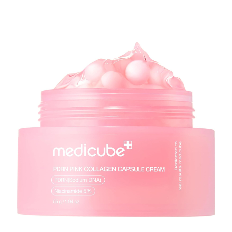 medicube PDRN Pink Collagen Capsule Cream Sodium DNA and Niacinamide 5% Hydrating Firming Face Moisturiser, 55g