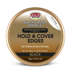 African Pride Black Castor Miracle Hold & Cover Edge Gel Growth Protection Formula, 64g
