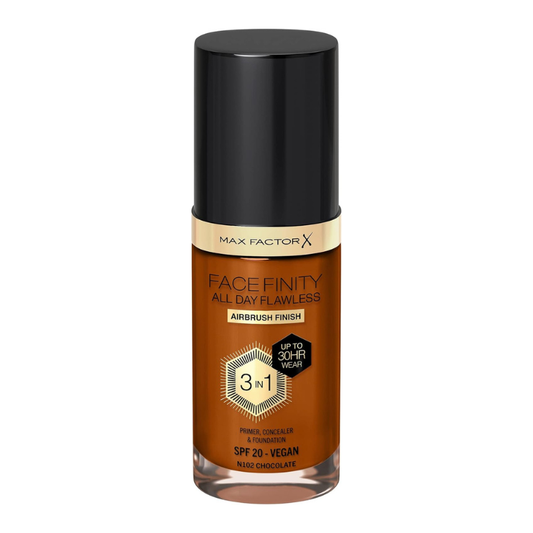 Max Factor Facefinity 3-in-1 Foundation All Day Flawless SPF 20 – 102 Chocolate, 200g