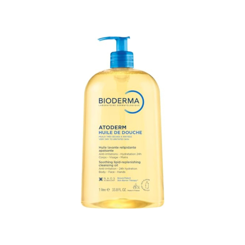 Bioderma Atoderm Soothing Lipid-Replenishing Gentle Cleansing Shower Oil for Body, Face and Hands, Anti-Irritation Care with 24-Hour Hydration for Very Dry and Sensitive Skin