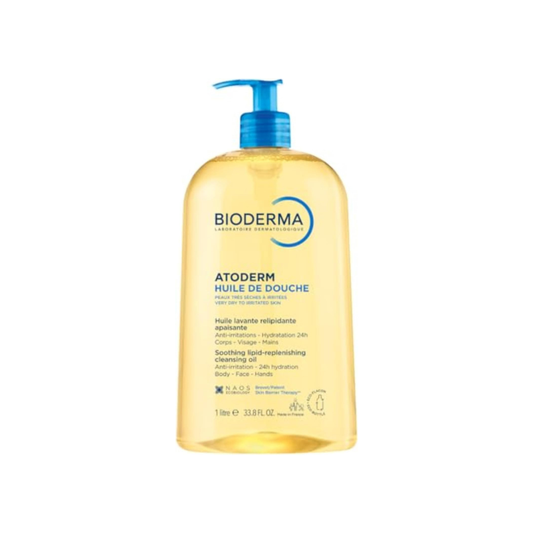 Bioderma Atoderm Soothing Lipid-Replenishing Gentle Cleansing Shower Oil for Body, Face and Hands, Anti-Irritation Care with 24-Hour Hydration for Very Dry and Sensitive Skin