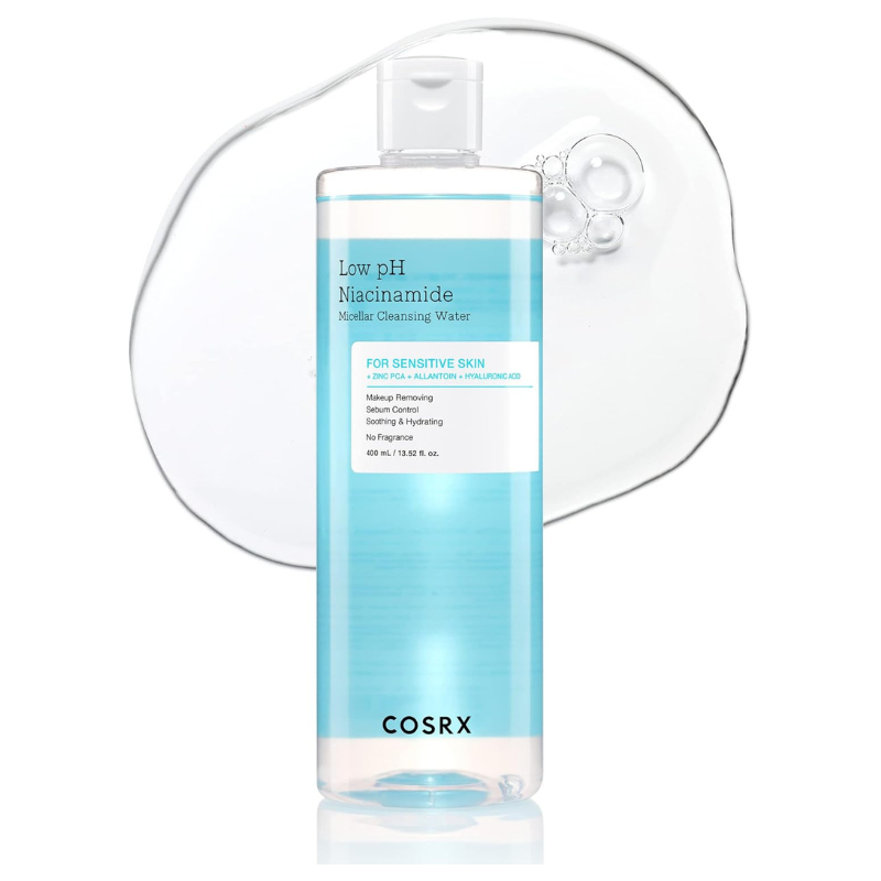 COSRX Low pH Niacinamide Micellar Cleansing Water for Sensitive Skin with Zinc, Allantoin, Hyaluronic Acid & Madecassoside, 400ml