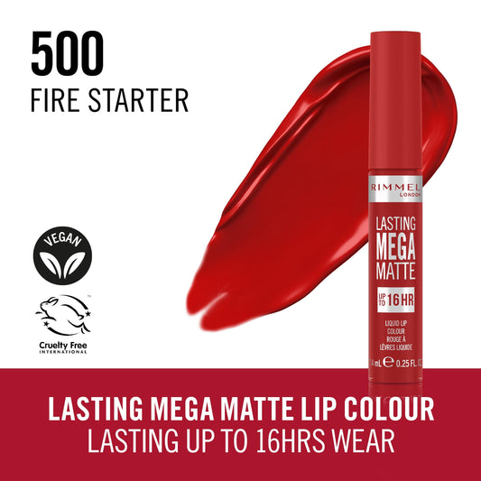 Rimmel Liquid Red Lipstick 500 Fire Starter 7.4ml