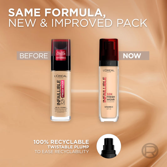L'Oreal Paris Foundation Infallible Wear Foundation 32H 130 Beige, 9g