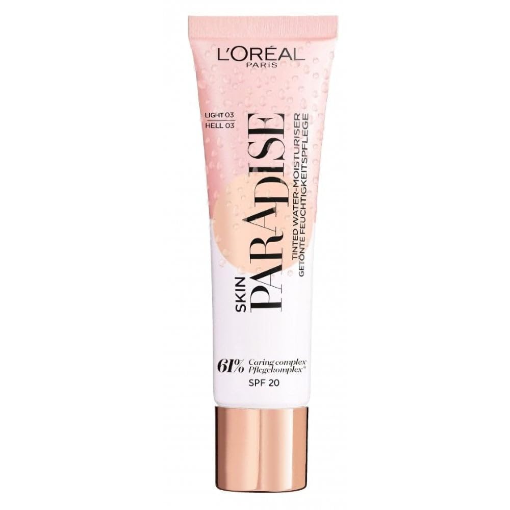 L’Oréal Paris Skin Paradise Tinted Water Moisturiser, Hydrating & SPF 20 – Shade 03 Light, 30ml